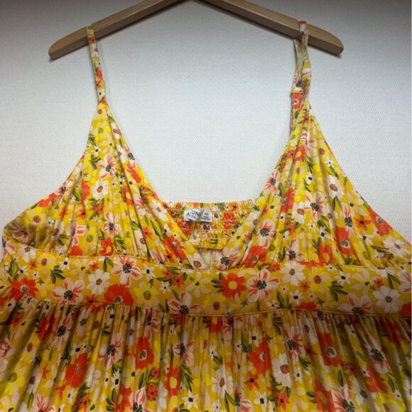 Arizona Jean Co. Womens Floral Midi Maxi Sundress XXL Yellow Asymmetrical Summer - Picture 8 of 16
